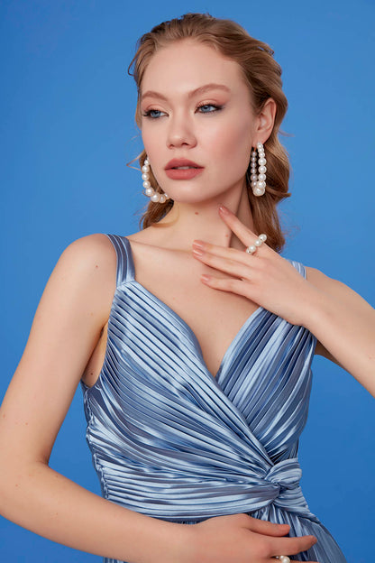 PLEATED ELEGANT EVENING DRESS