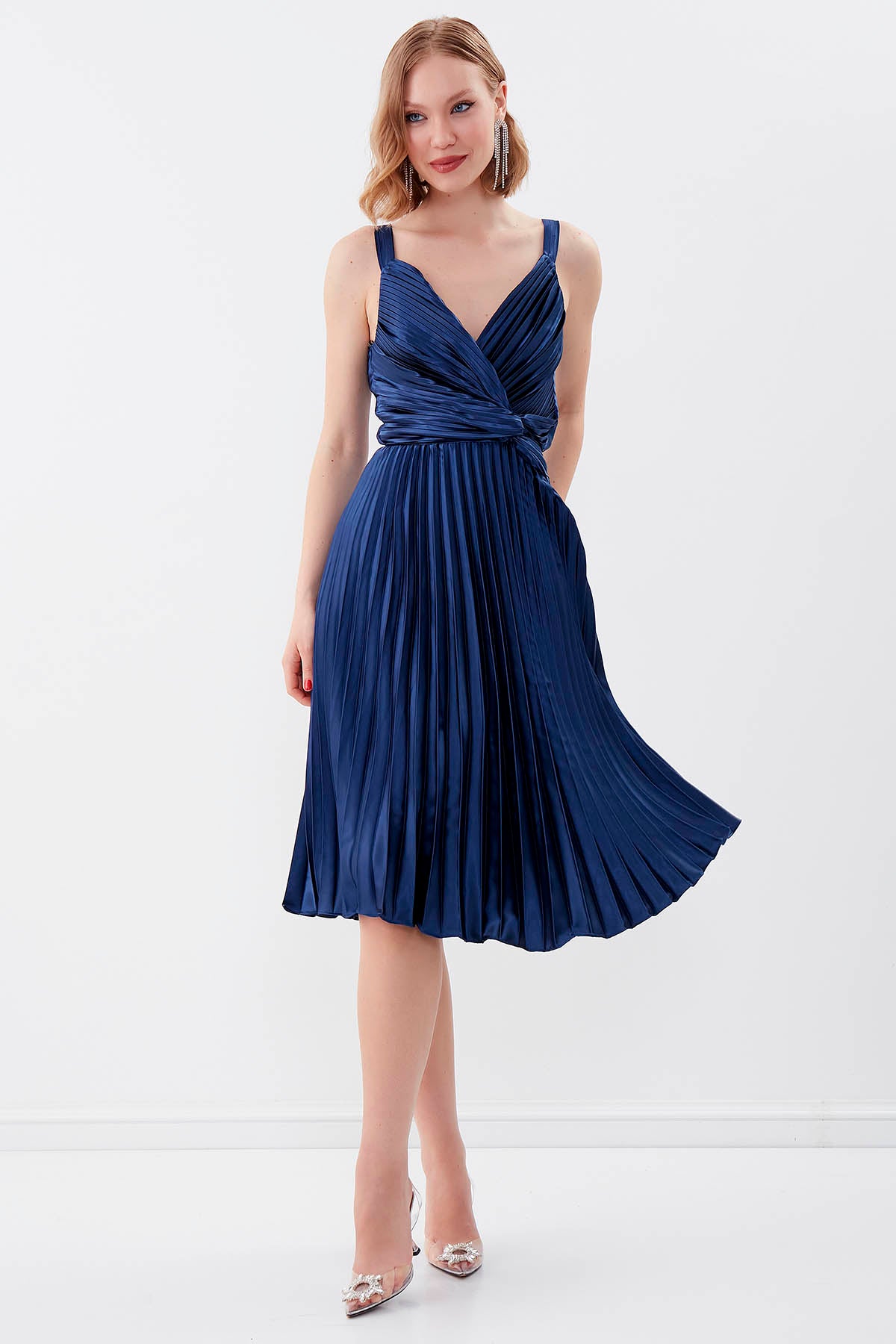 PLEATED ELEGANT EVENING DRESS