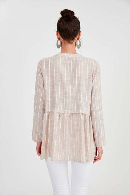 FRONT BUTTON BLOUSE WITH LINES