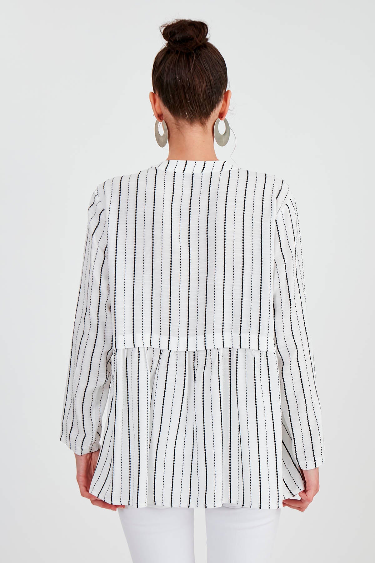 FRONT BUTTON BLOUSE WITH LINES