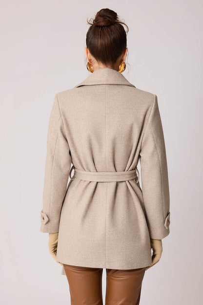 SHORT BOWL JACKET WITH FRONT BUTTON BELT