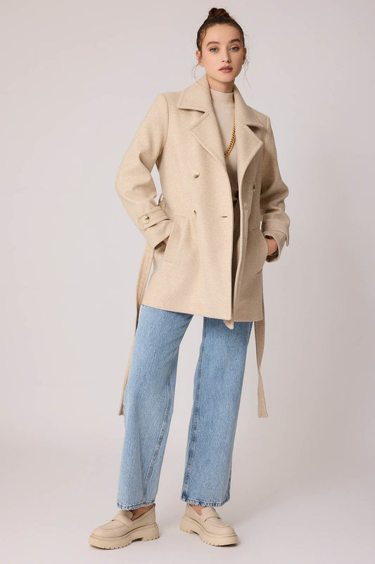 SHORT BOWL JACKET WITH FRONT BUTTON BELT