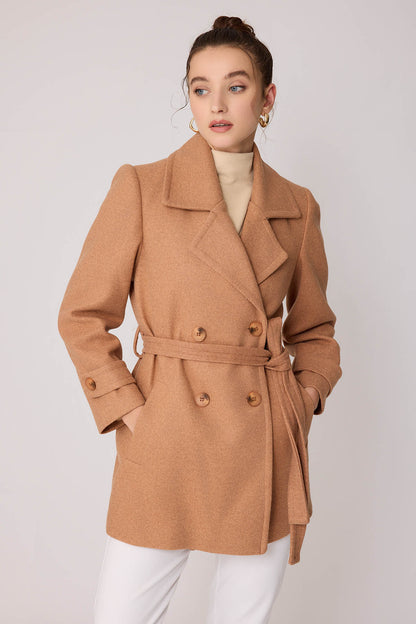 SHORT BOWL JACKET WITH FRONT BUTTON BELT