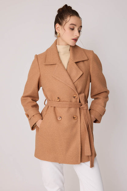 SHORT BOWL JACKET WITH FRONT BUTTON BELT