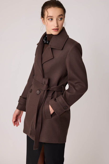 SHORT BOWL JACKET WITH FRONT BUTTON BELT