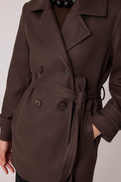 SHORT BOWL JACKET WITH FRONT BUTTON BELT