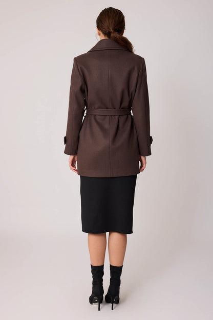 SHORT BOWL JACKET WITH FRONT BUTTON BELT