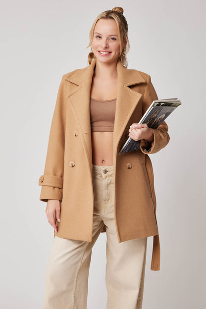 SHORT BOWL JACKET WITH FRONT BUTTON BELT