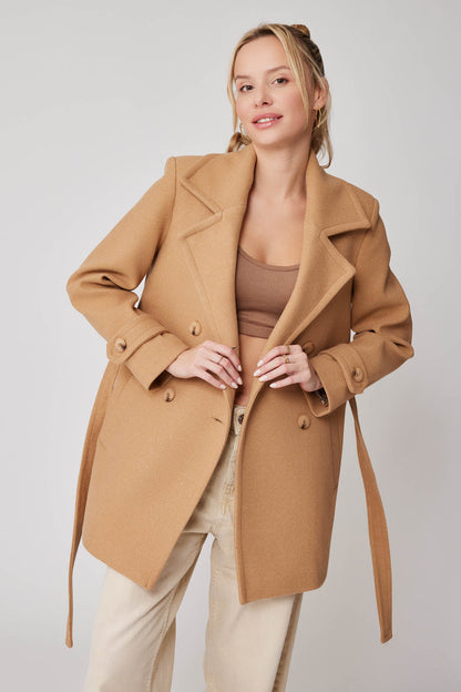 SHORT BOWL JACKET WITH FRONT BUTTON BELT