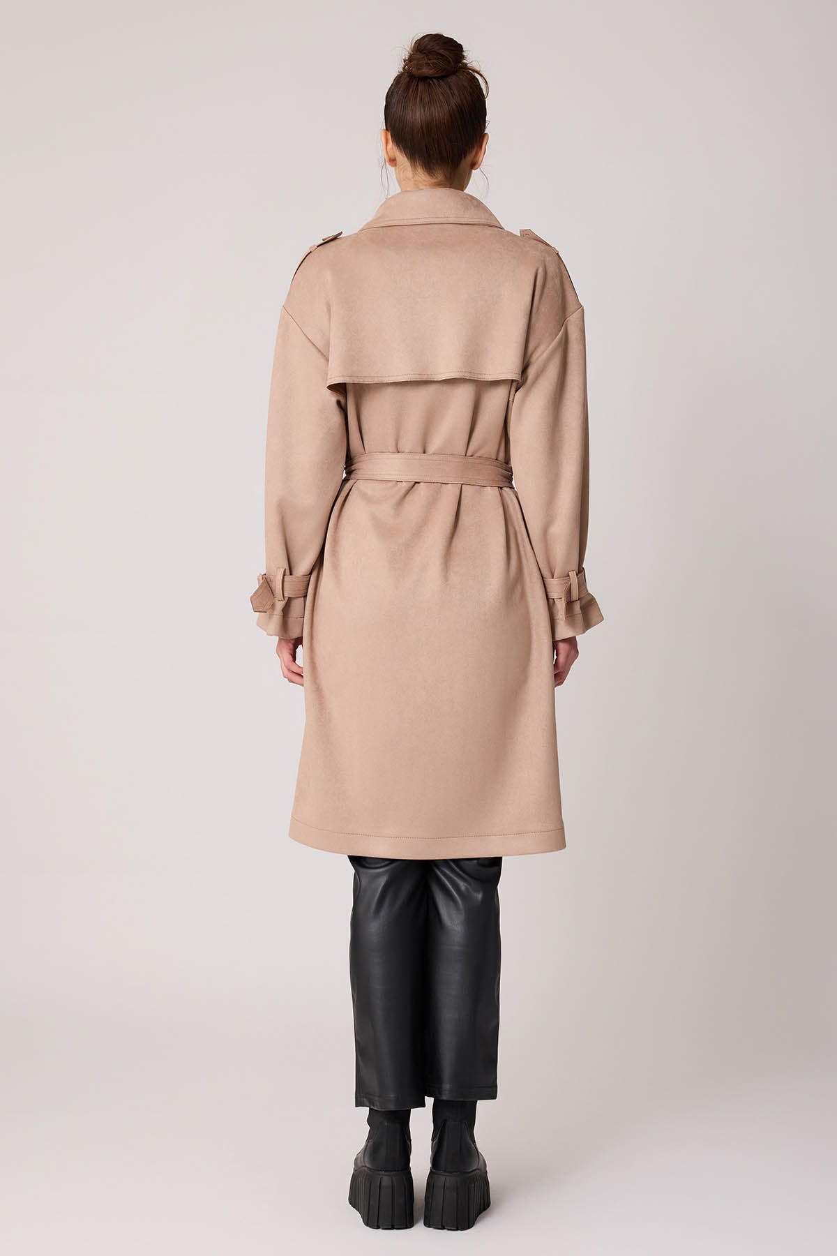SUEDE TRENCH COAT WITH DOORKNOBS