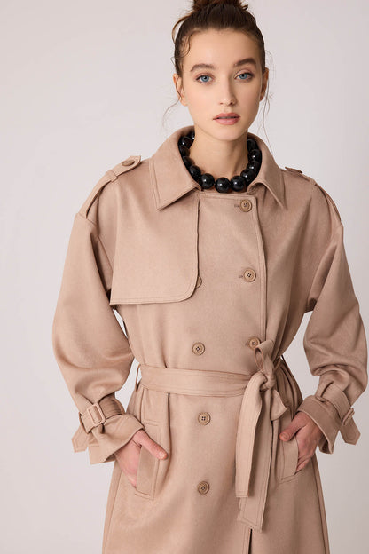 SUEDE TRENCH COAT WITH DOORKNOBS