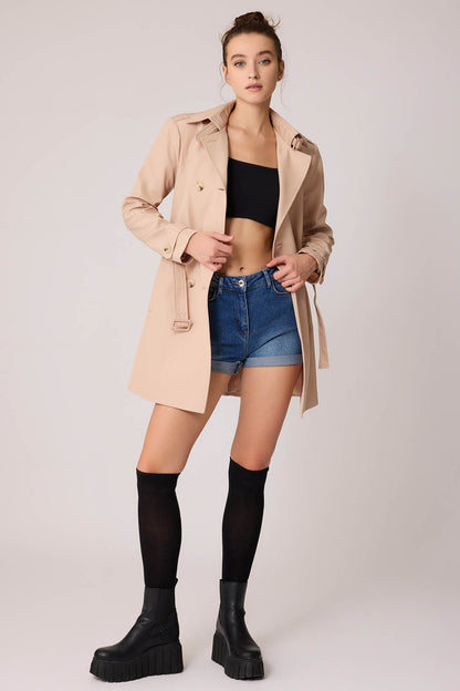 TRENCH COAT WITH THE FRONT BUTTON BELT