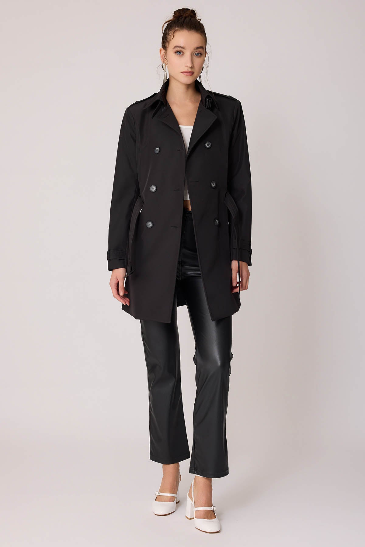 TRENCH COAT WITH THE FRONT BUTTON BELT