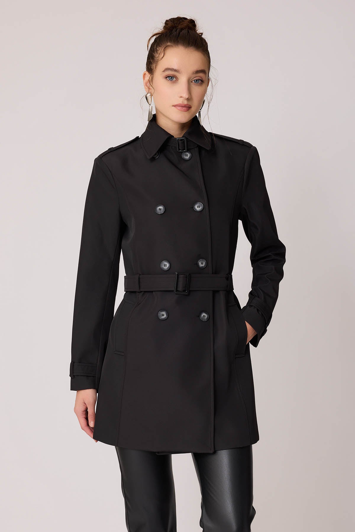 TRENCH COAT WITH THE FRONT BUTTON BELT