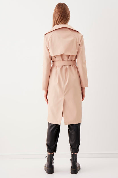 LONG TRENCH COAT WITH THE FRONT BUTTON & BELT