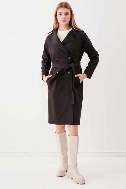 LONG TRENCH COAT WITH THE FRONT BUTTON & BELT