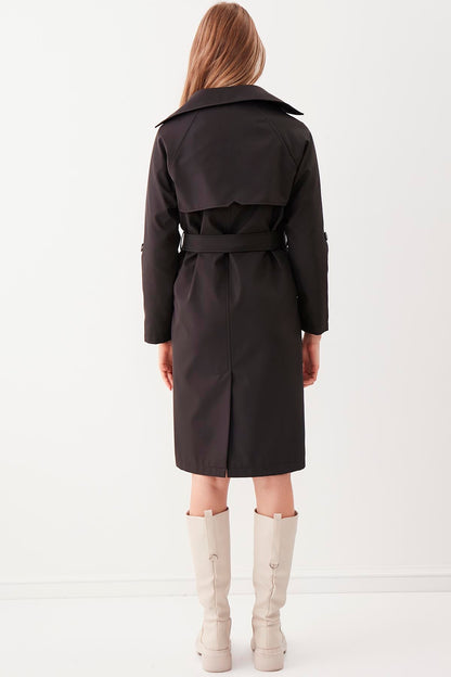 LONG TRENCH COAT WITH THE FRONT BUTTON & BELT