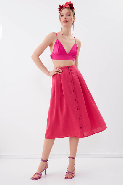 MIDSIZE SKIRT WITH FRONT BUTTON