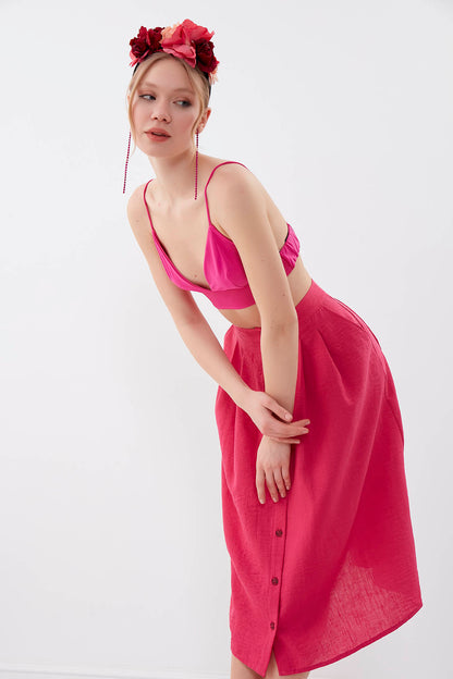 MIDSIZE SKIRT WITH FRONT BUTTON