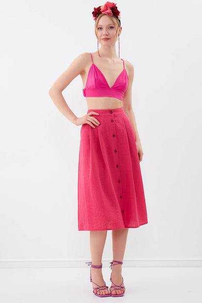 MIDSIZE SKIRT WITH FRONT BUTTON
