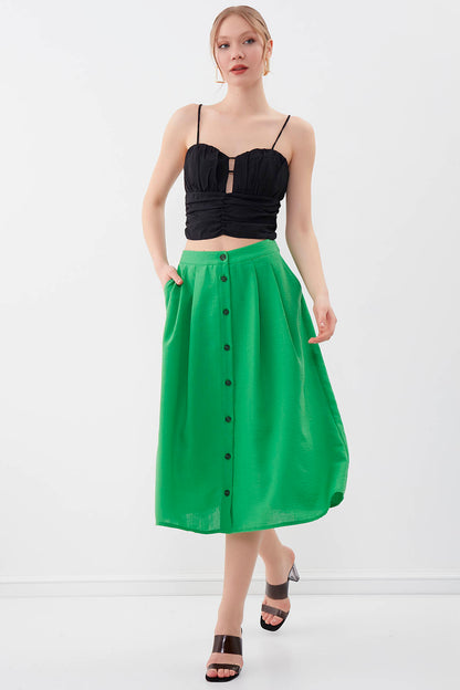 MIDSIZE SKIRT WITH FRONT BUTTON