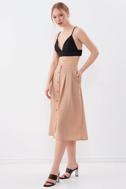 MIDSIZE SKIRT WITH FRONT BUTTON