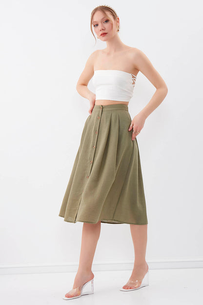 MIDSIZE SKIRT WITH FRONT BUTTON