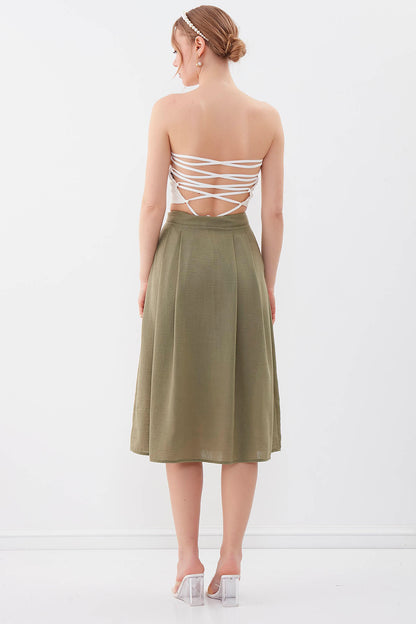 MIDSIZE SKIRT WITH FRONT BUTTON
