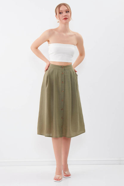 MIDSIZE SKIRT WITH FRONT BUTTON