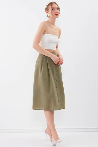MIDSIZE SKIRT WITH FRONT BUTTON