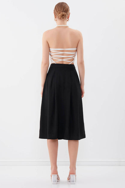 MIDSIZE SKIRT WITH FRONT BUTTON