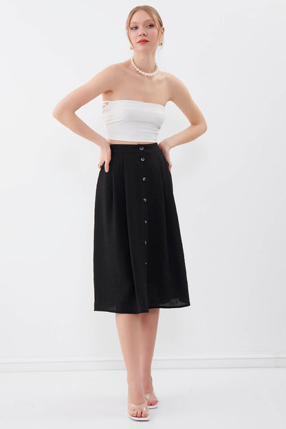 MIDSIZE SKIRT WITH FRONT BUTTON