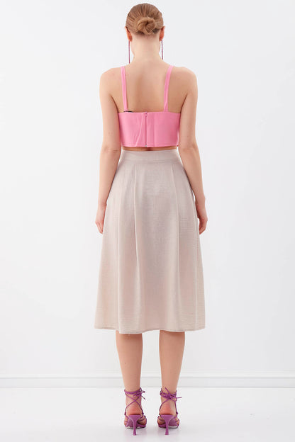 MIDSIZE SKIRT WITH FRONT BUTTON
