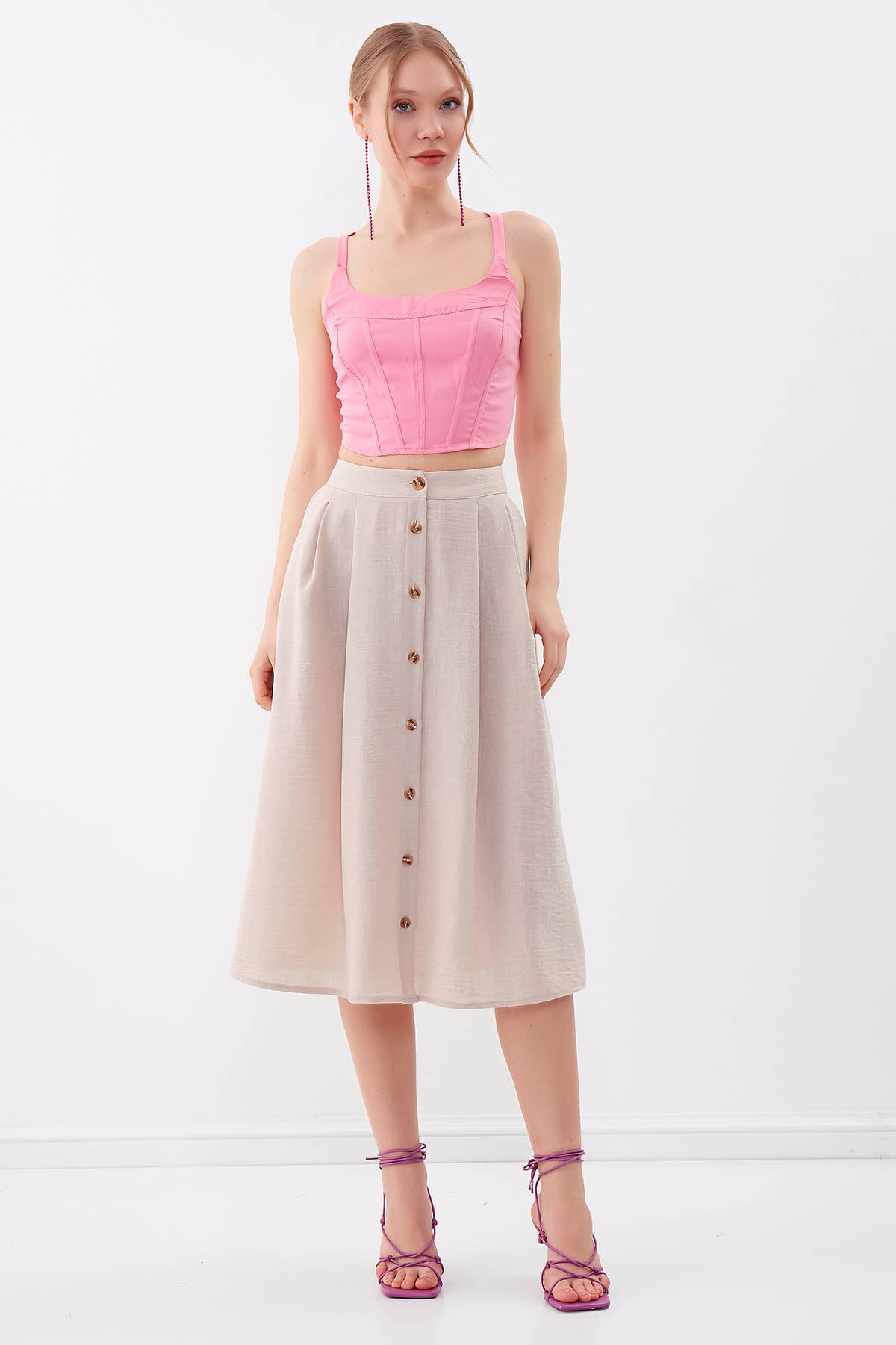 MIDSIZE SKIRT WITH FRONT BUTTON