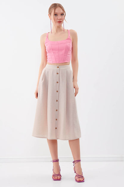 MIDSIZE SKIRT WITH FRONT BUTTON