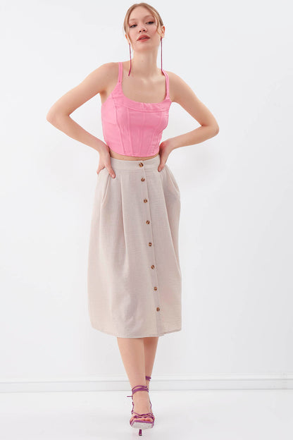 MIDSIZE SKIRT WITH FRONT BUTTON