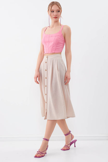 MIDSIZE SKIRT WITH FRONT BUTTON