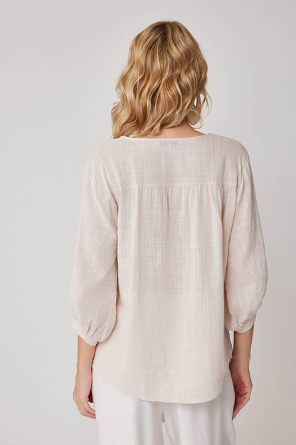 VISCOSE LINEN BLOUSE WITH FRONT BUTTON