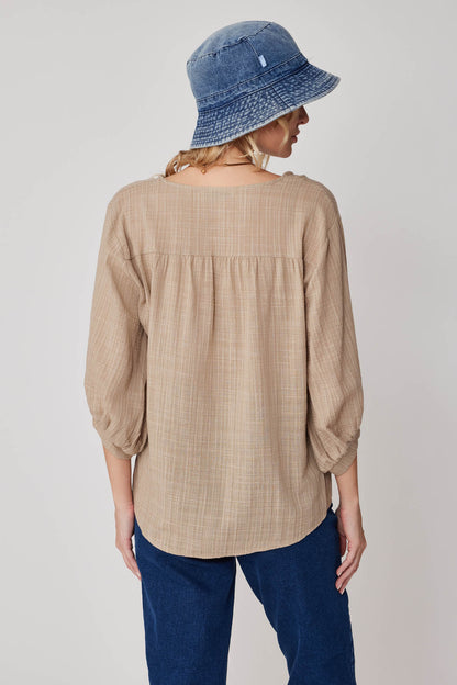 VISCOSE LINEN BLOUSE WITH FRONT BUTTON