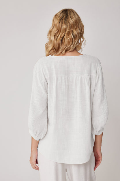 VISCOSE LINEN BLOUSE WITH FRONT BUTTON
