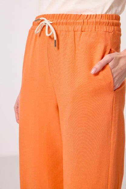 Orange Chain Wide Leg Comfort Fit Women's Palazzo Trousers - 94675