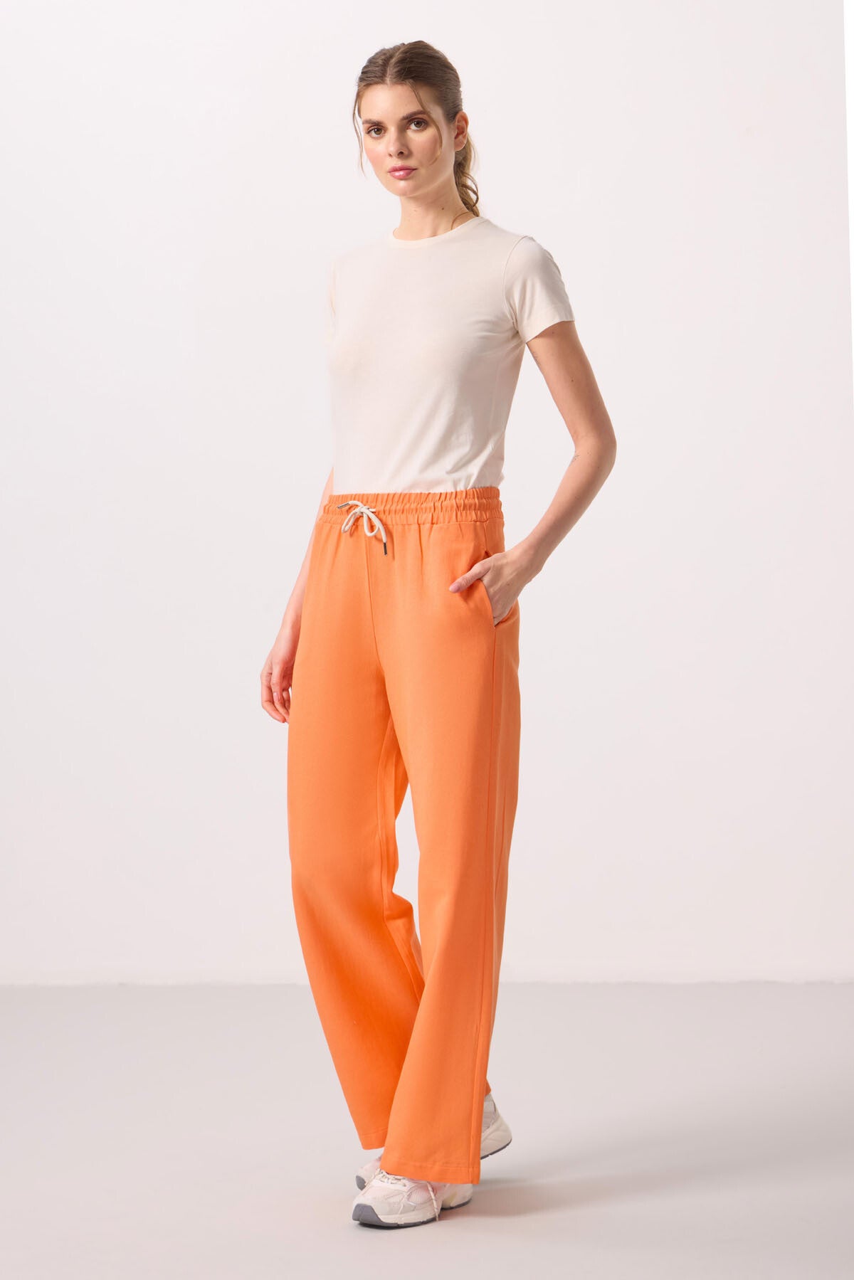 Orange Chain Wide Leg Comfort Fit Women's Palazzo Trousers - 94675