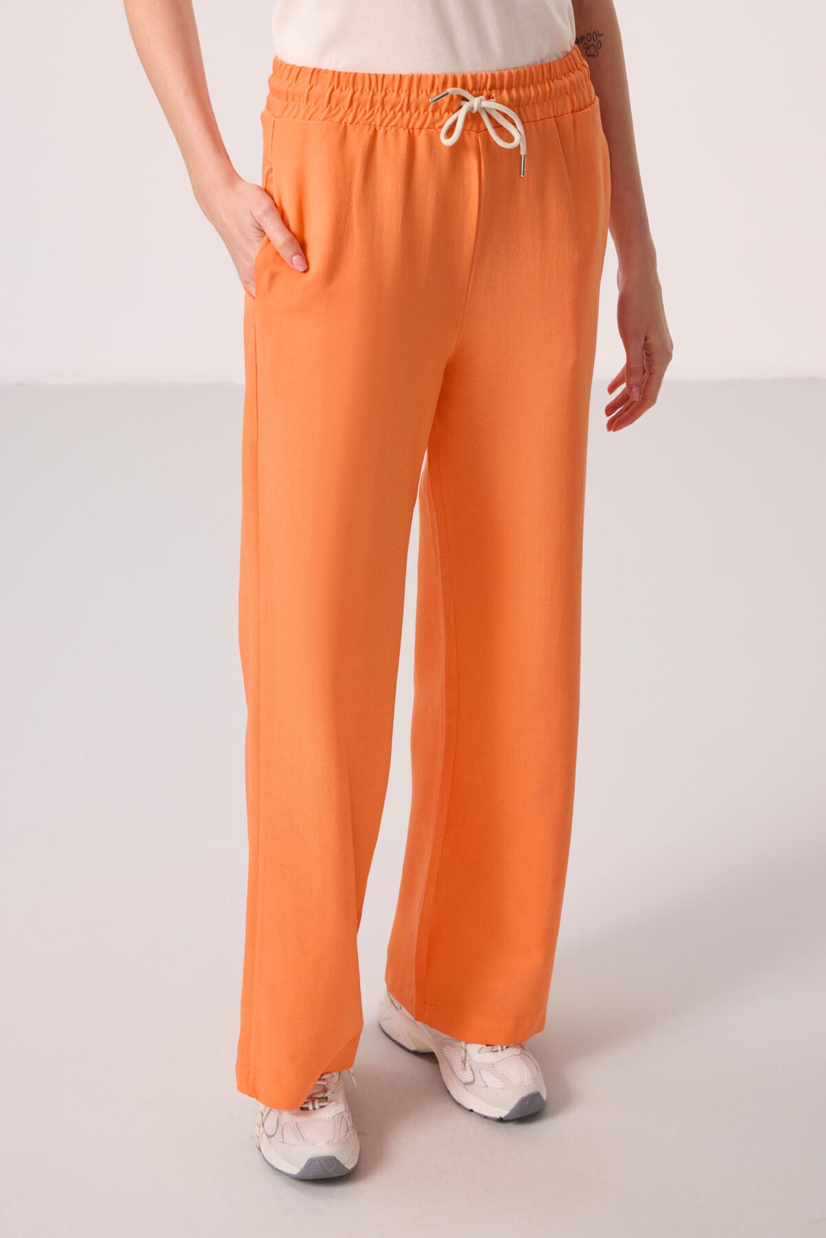 Orange Chain Wide Leg Comfort Fit Women's Palazzo Trousers - 94675