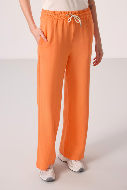 Orange Chain Wide Leg Comfort Fit Women's Palazzo Trousers - 94675