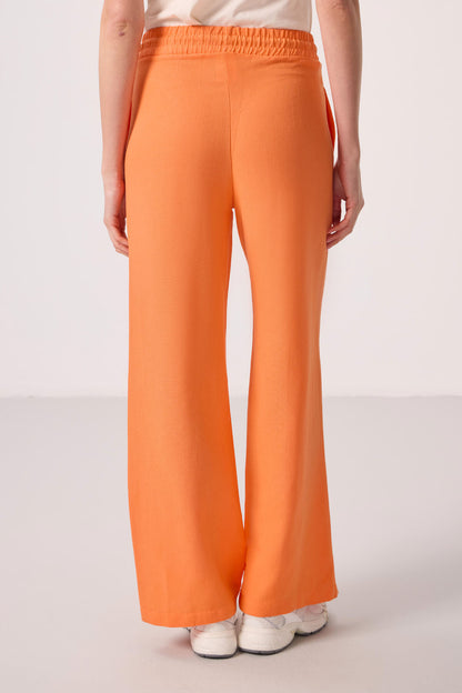 Orange Chain Wide Leg Comfort Fit Women's Palazzo Trousers - 94675