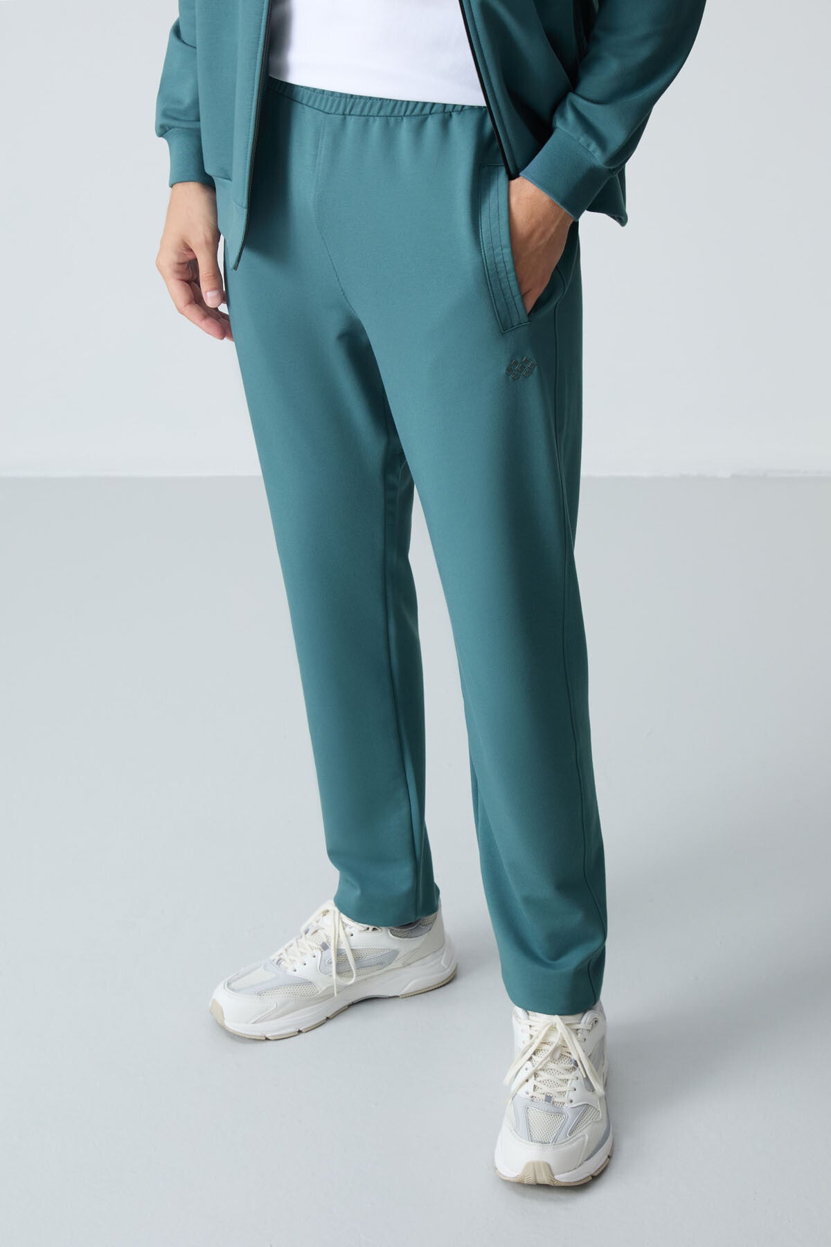 Forest Green Cotton Thick Soft Textured Comfort Fit Basic Men's Tracksuit Set - 85260