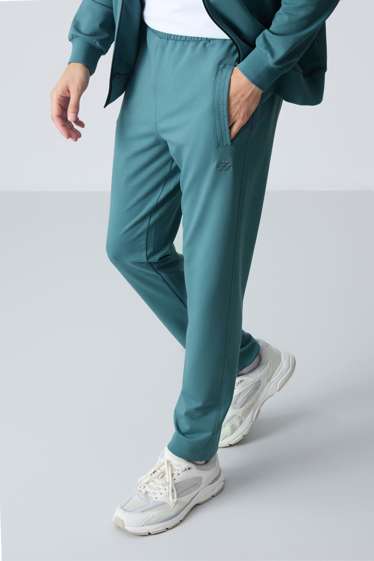 Forest Green Cotton Thick Soft Textured Comfort Fit Basic Men's Tracksuit Set - 85260