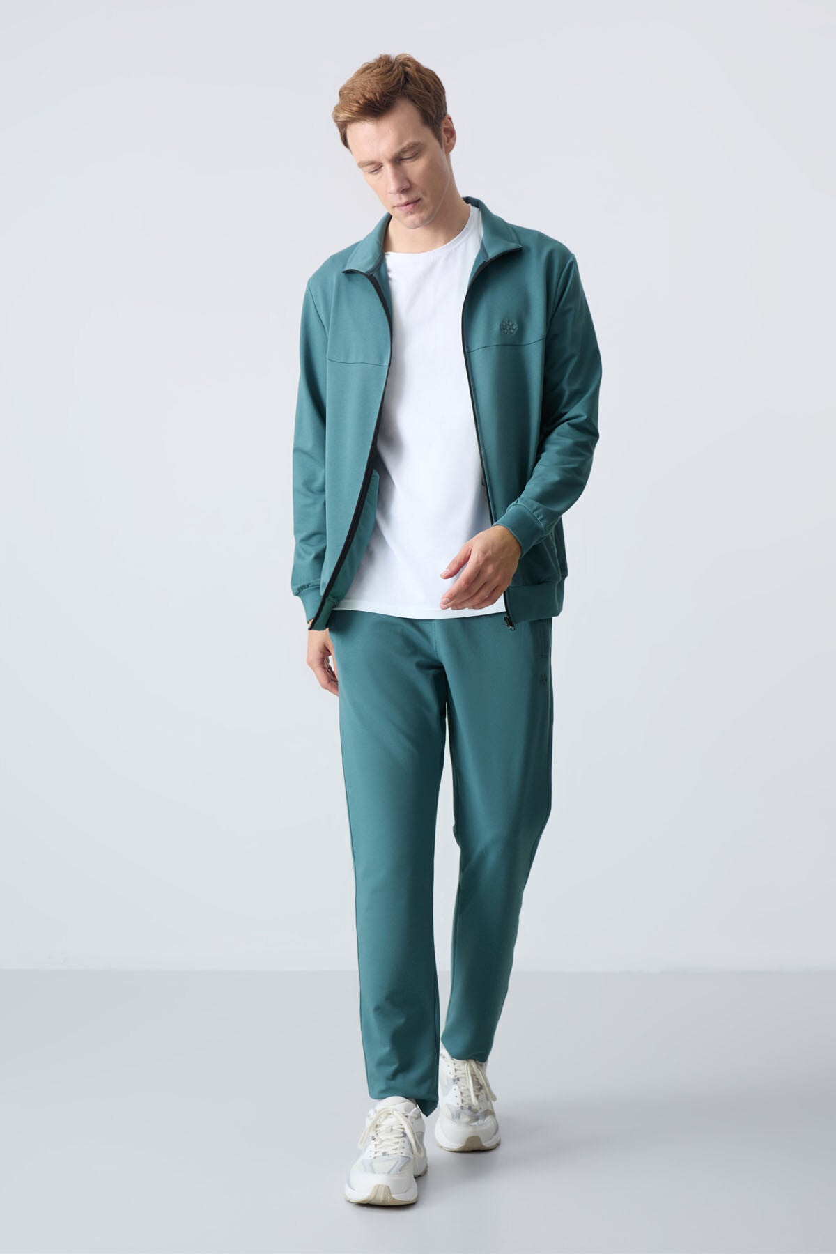Forest Green Cotton Thick Soft Textured Comfort Fit Basic Men's Tracksuit Set - 85260