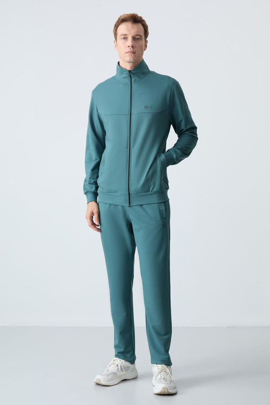 Forest Green Cotton Thick Soft Textured Comfort Fit Basic Men's Tracksuit Set - 85260