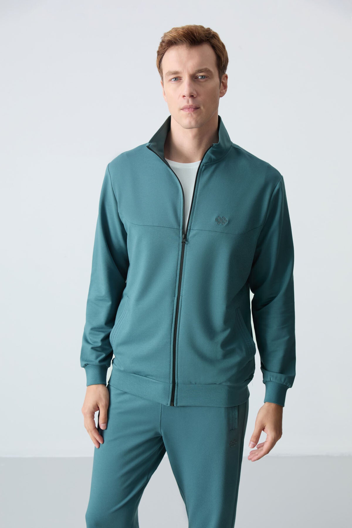 Forest Green Cotton Thick Soft Textured Comfort Fit Basic Men's Tracksuit Set - 85260